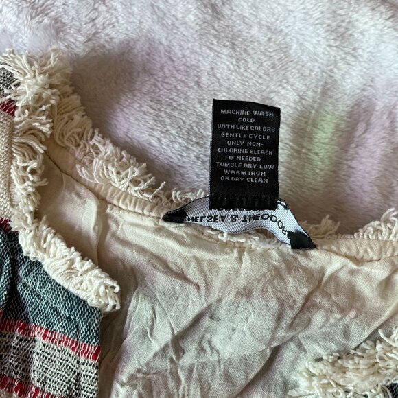 Chelsea & Theodore Womens Striped V-Neck Sleeveless Fringed Mini Dress Size 4 - Picture 5 of 9